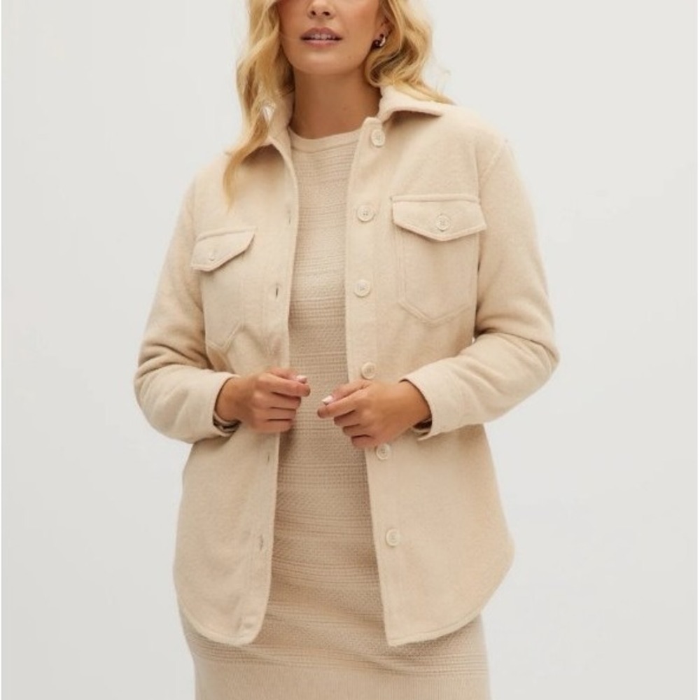Hilary Radley Women's SZ M Beige Wool Knit Shacket Jacket outdoors casual boho